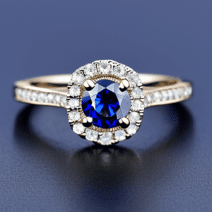 Example of an Engagement Ring with Sapphire and Diamonds