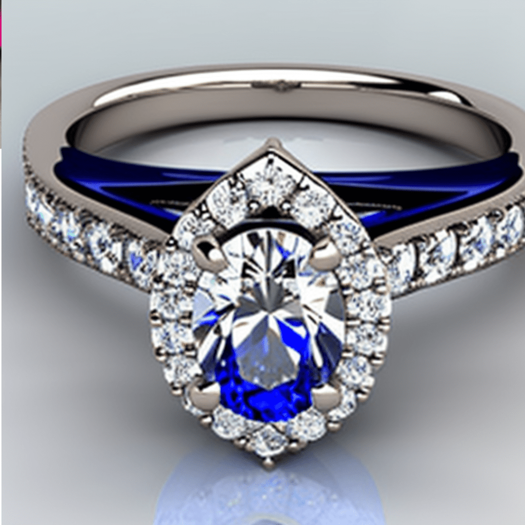 Representation of sapphire with diamond engagement rings