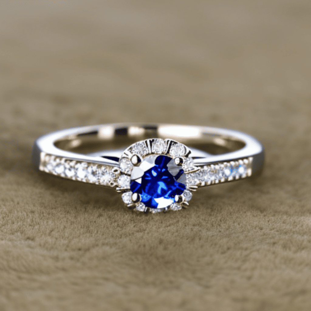 Representation of a Diamond Engagement ring with Sapphire