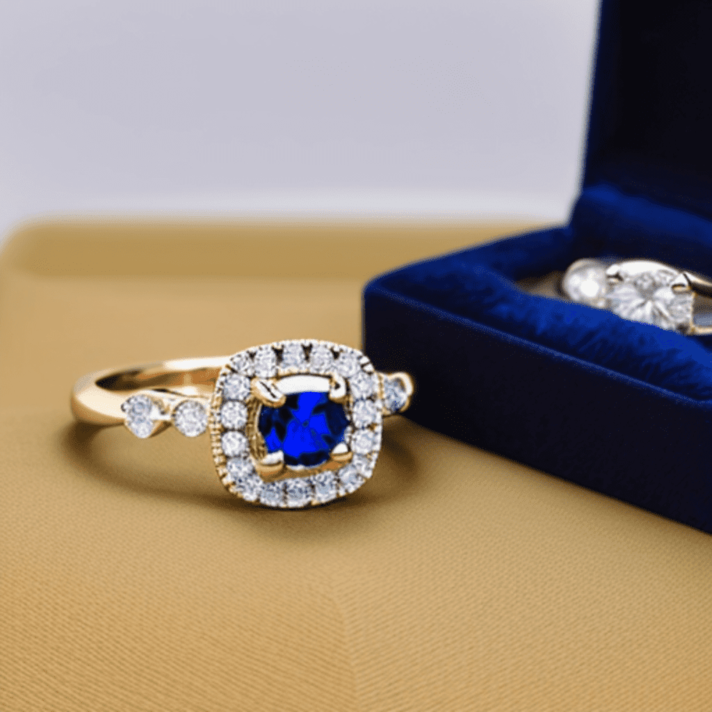 example of engagement rings with sapphire and diamonds